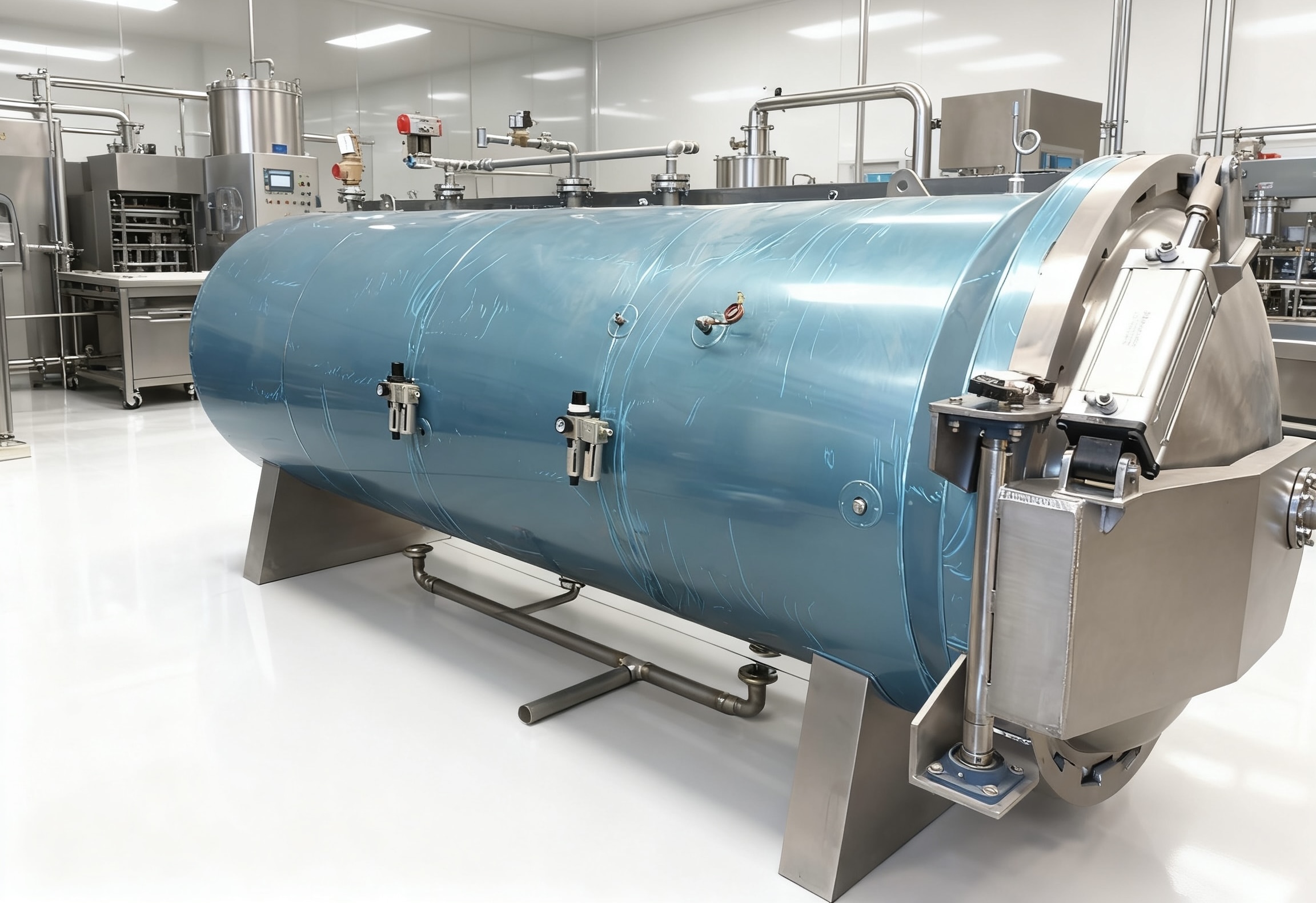 Coloca esta autoclave en una planta de alimentos moderna y muy limpia, fondo pro